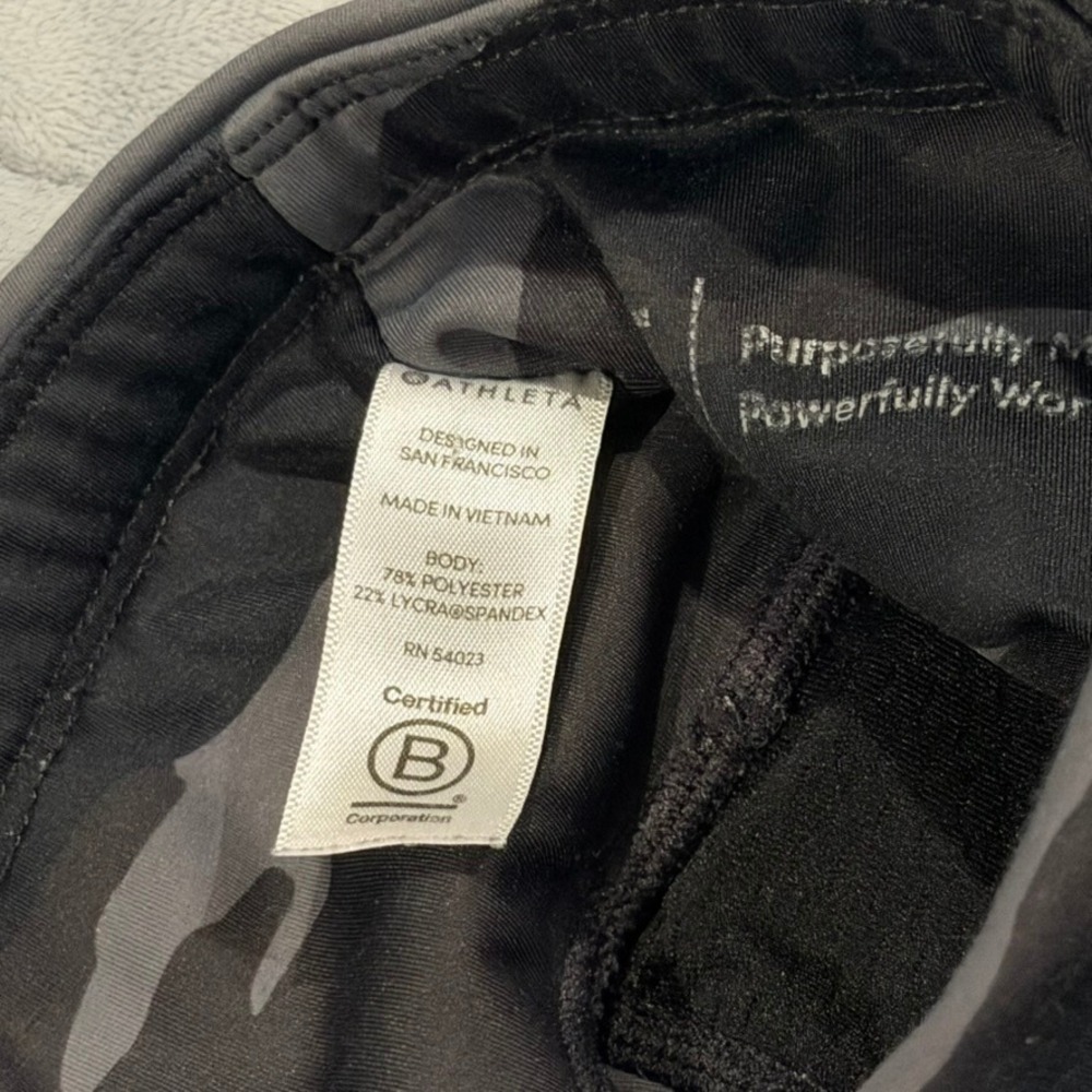 Athleta Camo Leggings Womens Small Black Gray‎ High Rise Side Pocket Activewear - Picture 2 of 8